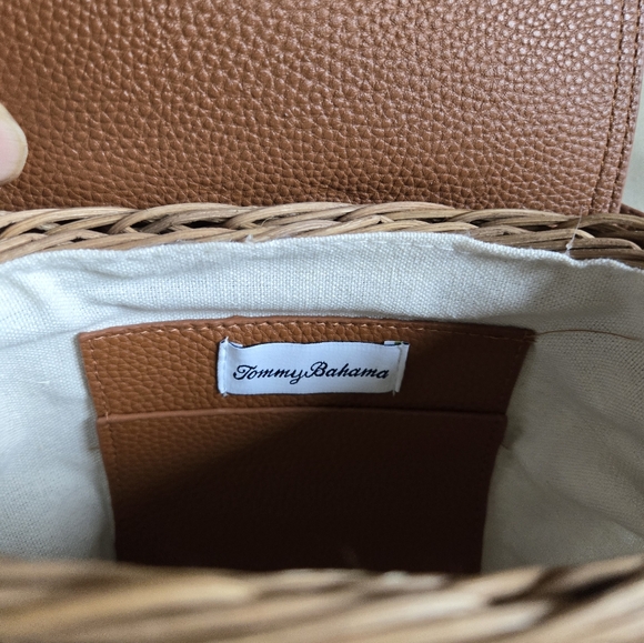 New Tommy Bahama Bag Rattan Brown Tan Crossbody Strap Handbag Purse Convertible - Picture 12 of 15